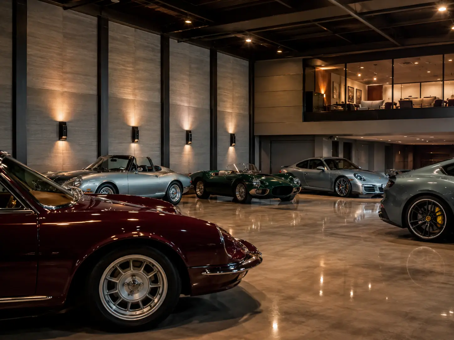 Collection of cars in premium indoor automotive space