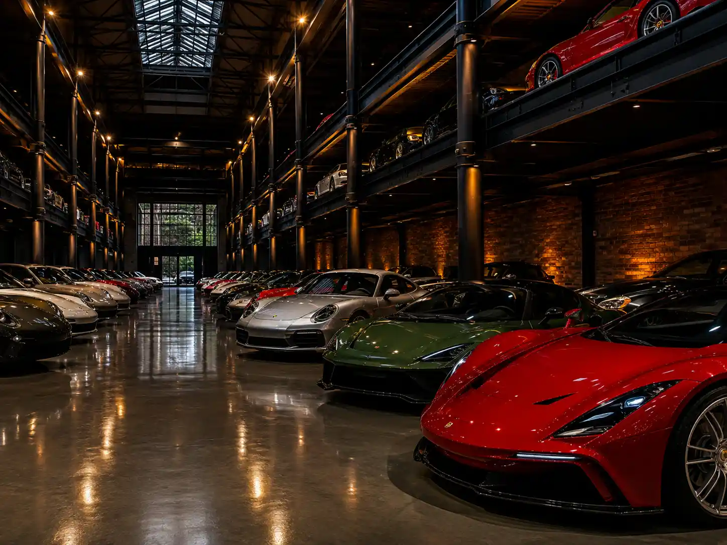 Large premium collection hall with high-end vehicles
